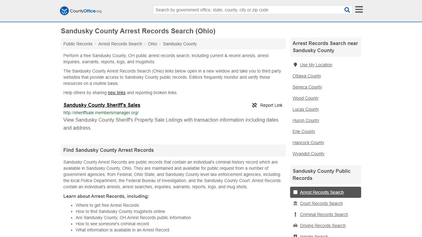Arrest Records Search - Sandusky County, OH (Arrests & Mugshots)